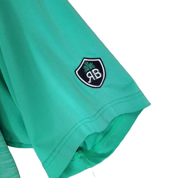 Footjoy FJ Men's L Green Striped Polo Golf Shirt Short Sleeve Royal Blue Bahamas - Picture 4 of 7